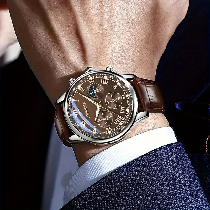 Men's Geneva Quartz Watch | Luxury and Style for the Modern Man